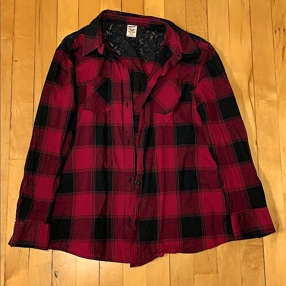 A button down plaid shirt